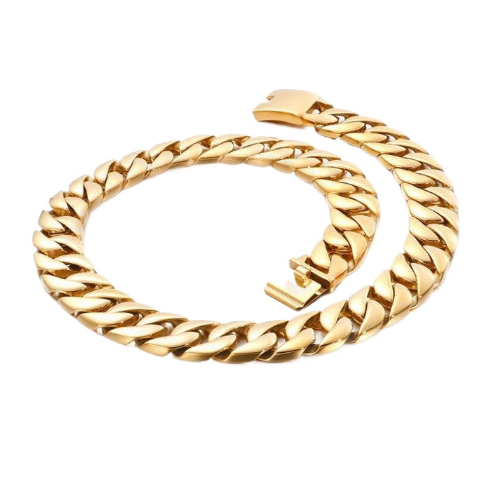 Kalen Titanium Steel 24mm Cuban Chain Trendy Man Necklace, Fashionable Stainless Steel Punk