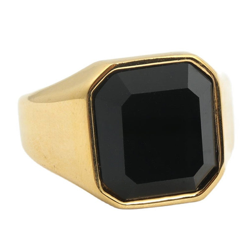 European And American Jewelry Titanium Steel Multi-Color Gemstone Ring