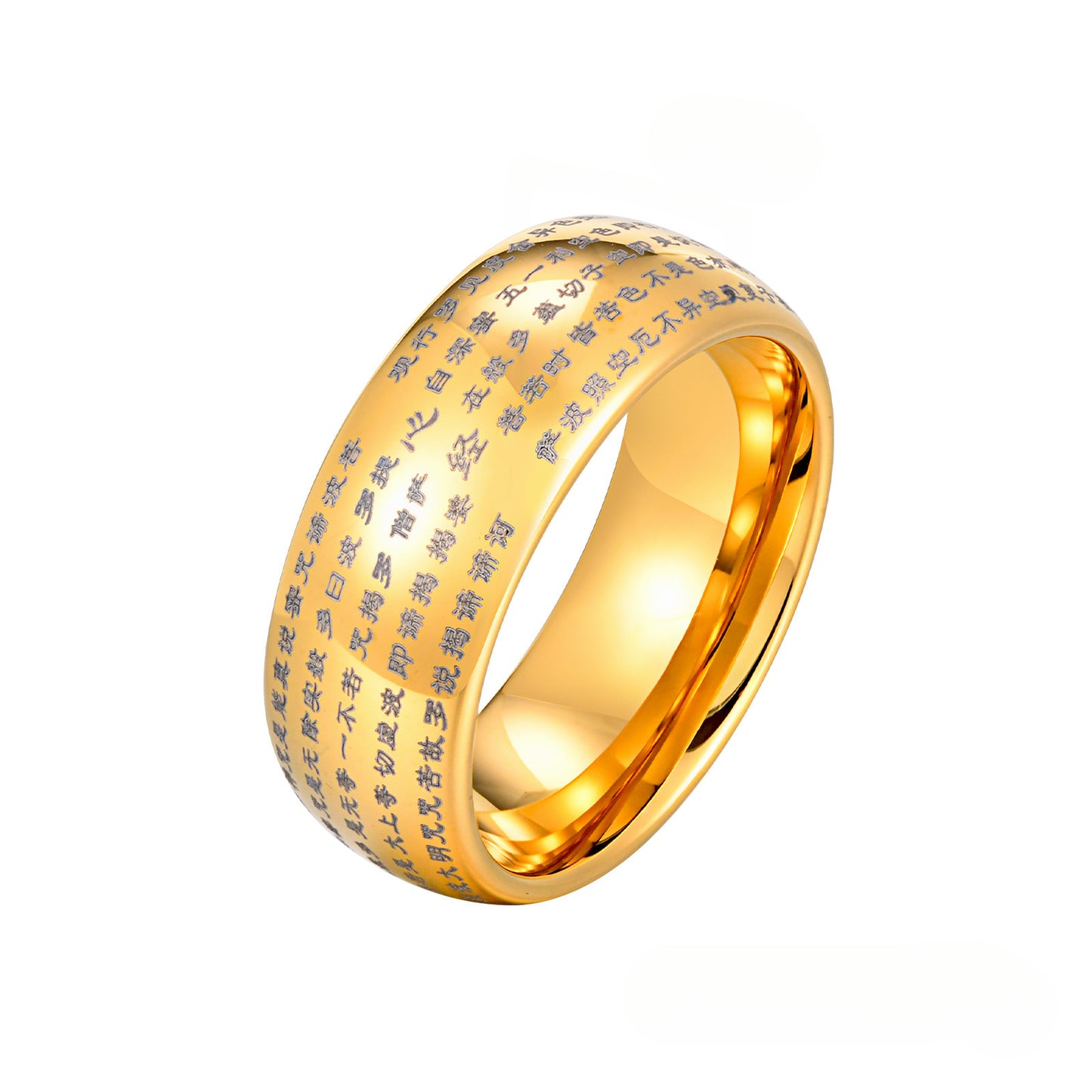 Jewelry Fashion Tungsten Steel Ring Laser Scripture Heart