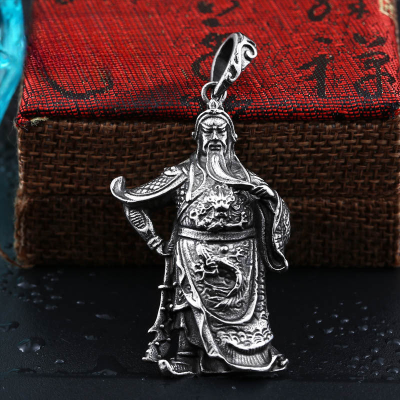 Titanium Steel Three-Dimensional Guan Gong Pendant for Men - Ethnic Style Wholesale Jewelry