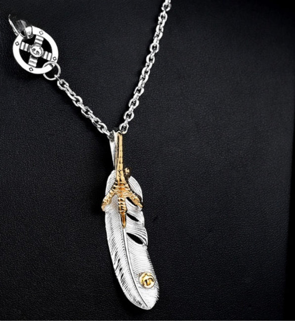 Titanium Steel Pendant For Men & Women – Takahashi Eagle Claw Feather Necklace