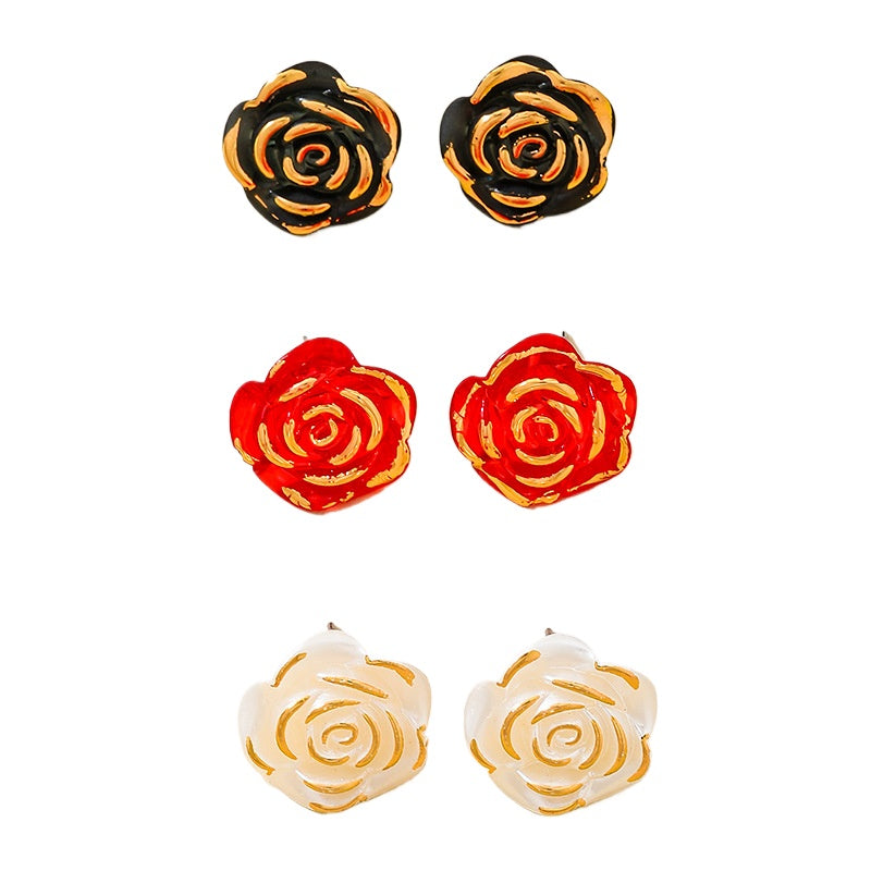 Planderful Vienna Verve Earrings Set – Charming Valentine's Day Acrylic Rose Design