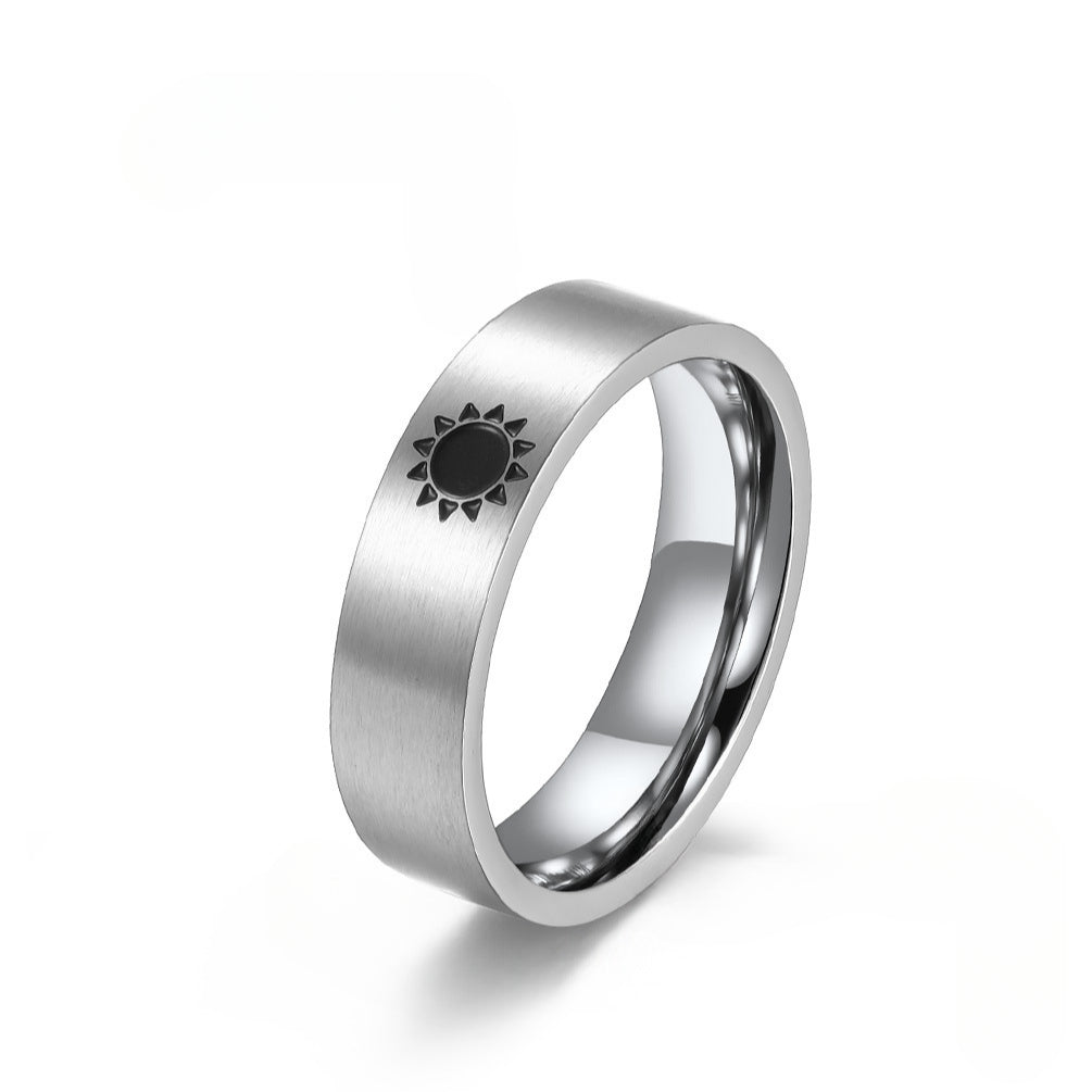 Amazon Titanium Steel Star Moon Couple Ring Set for Men and Women