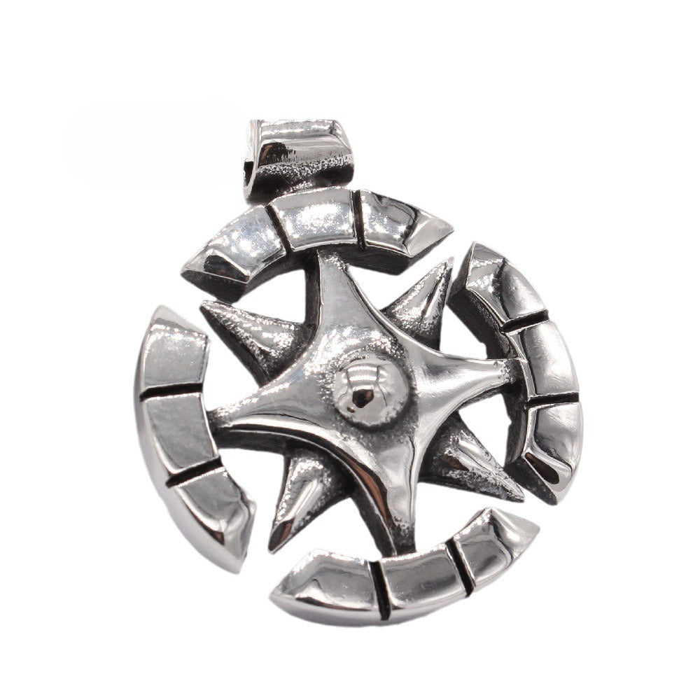 Planderful Retro Compass Pendant For Men And Women Titanium Steel Unisex Protection Statement Jewelry