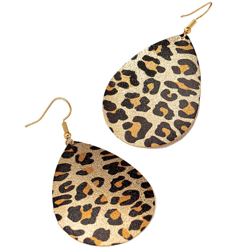 Planderful Vienna Verve Earrings – Stylish Water Drop-Shaped Leopard Print Design