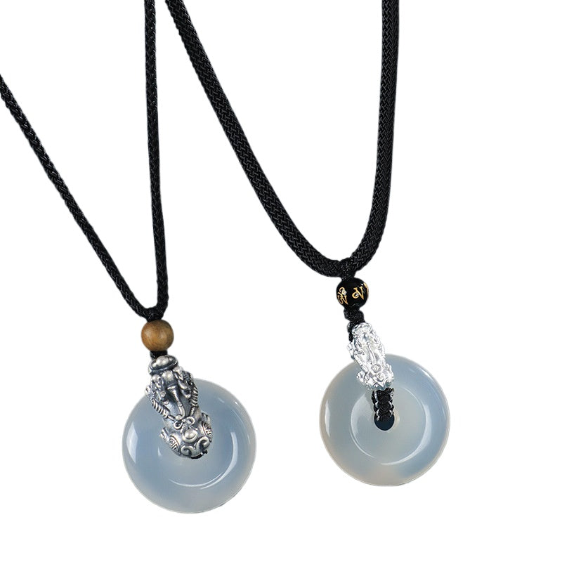 999 Silver Pixiu Peace Buckle Pendant Necklace