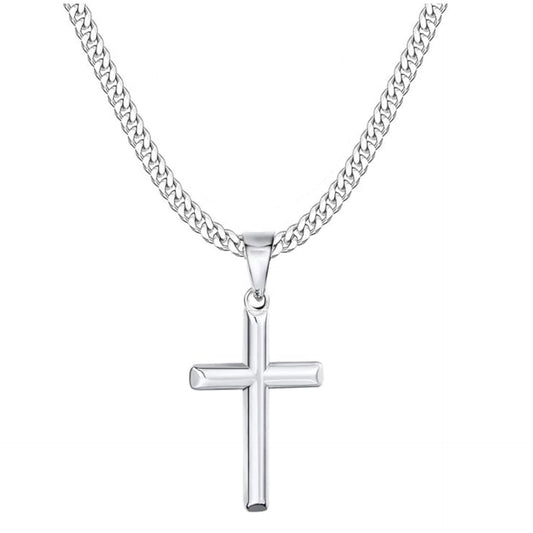 1. Planderful Stainless Steel Cuban Chain Cross Pendant Necklace For Men Urban Hip Hop Style Gift