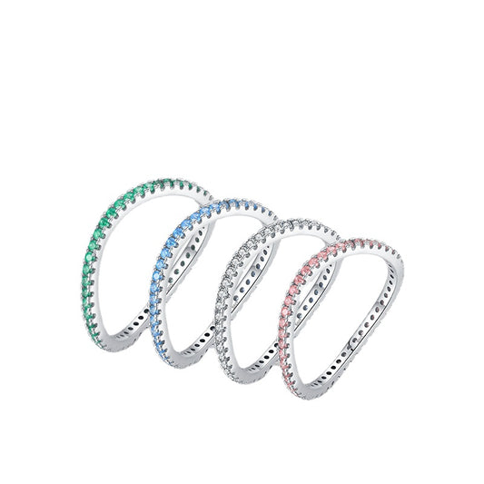 Sterling Silver Wave Ring with Colored Zircon Stones