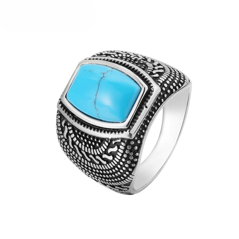 Titanium Steel Ring For Men And Unisex Retro Gemstone Protection Statement Planderful Everyday Genie