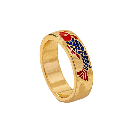 Stylish Red Koi Metal Ring For Women By Planderful