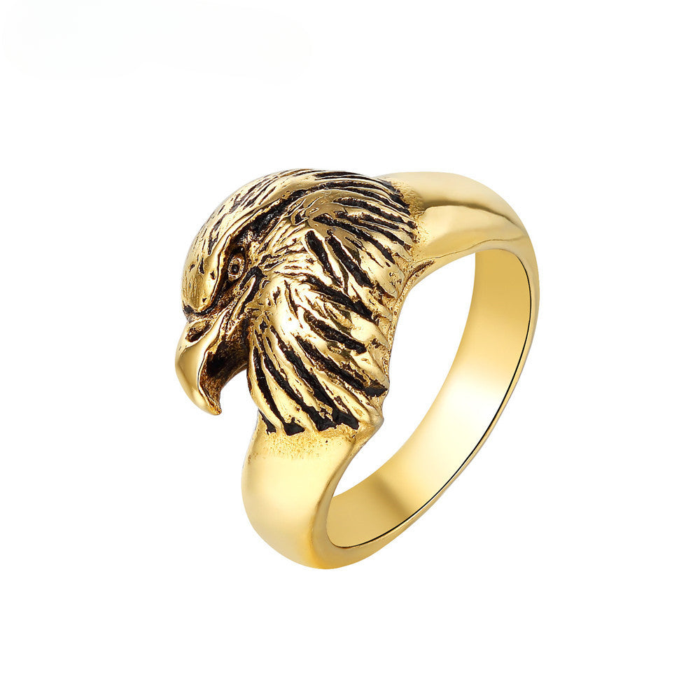 Vintage Cool Eagle Titanium Steel Ring for Men