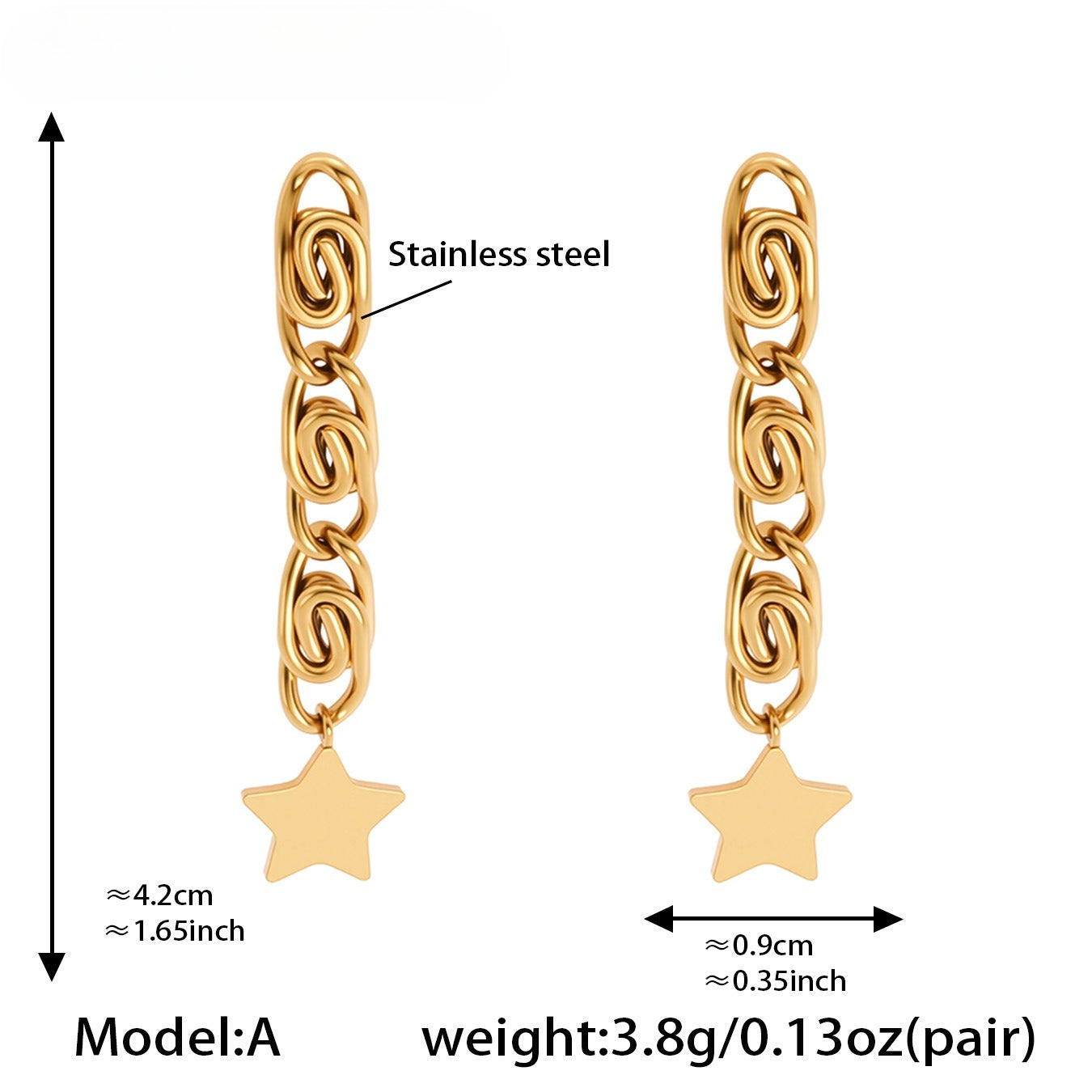 Planderful Long Fringed Earrings Star Pendant For Everyday