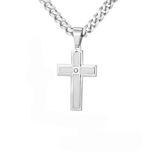 Planderful Stainless Steel Cross Pendant For Men Rhinestone
