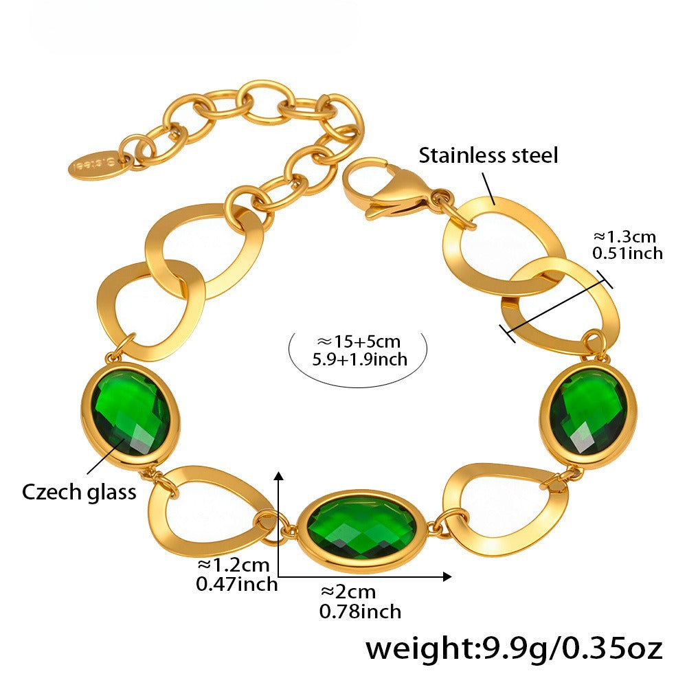 Planderful Interlocking Glass Stone Bracelet Gold Plated