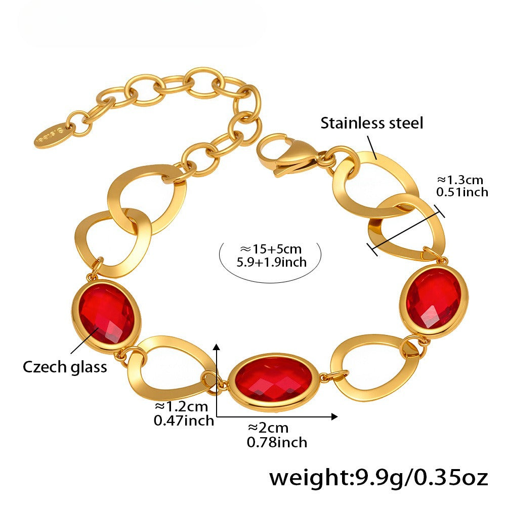 Planderful Interlocking Glass Stone Bracelet Gold Plated