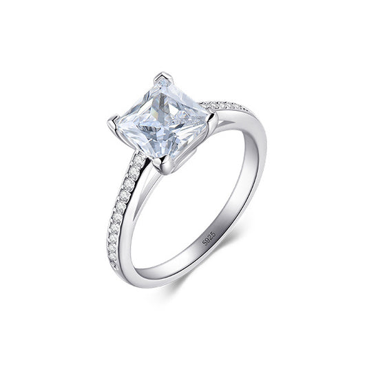 Fashionable Sterling Silver Ring with 2 Carat Zircon Gem