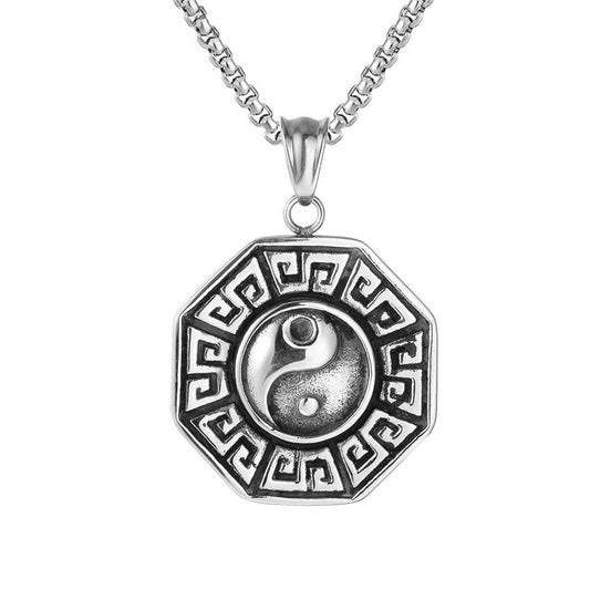 Planderful Yin Yang Tai Chi Stainless Steel Pendant Necklace Unisex Gift For Men And Women