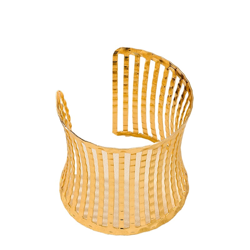 Eclectic Metal Hollow Stripe Bracelet - Vienna Verve Collection