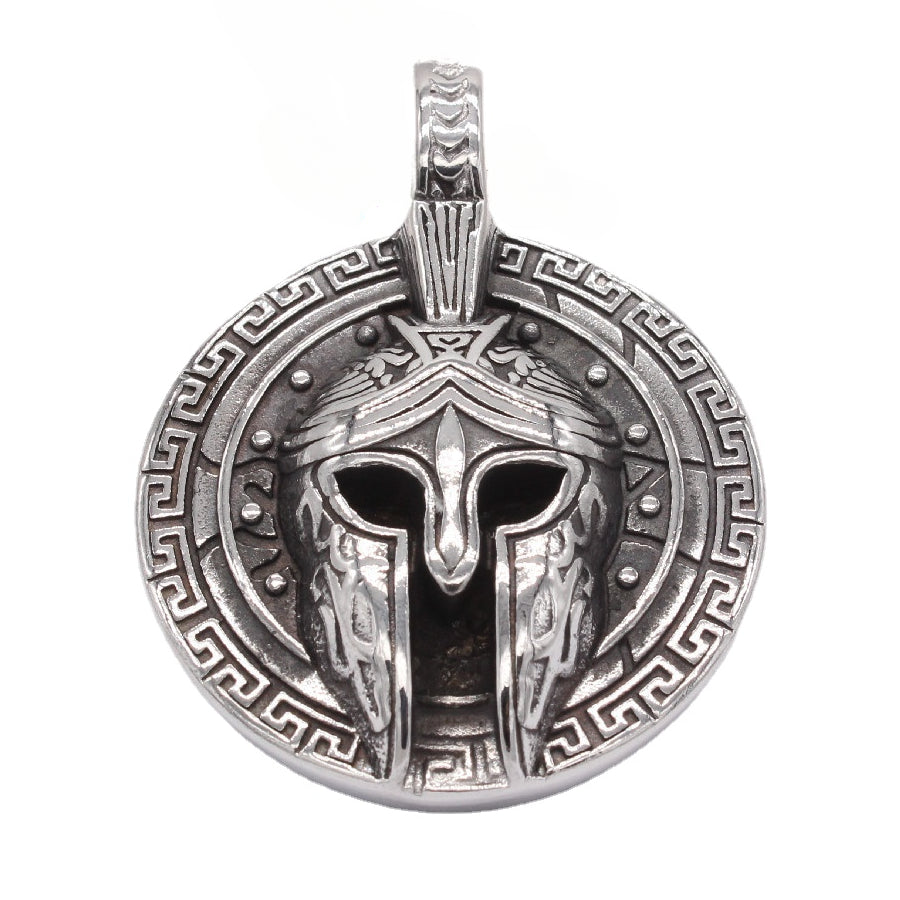 Knight Mask Helmet Round Disk Titanium Steel Pendant for Men