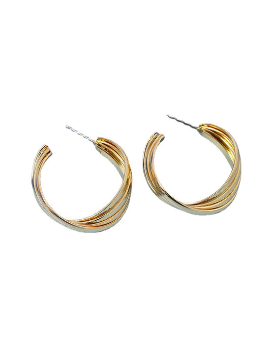 Golden Textured C-Shape Earrings - Vienna Verve Collection