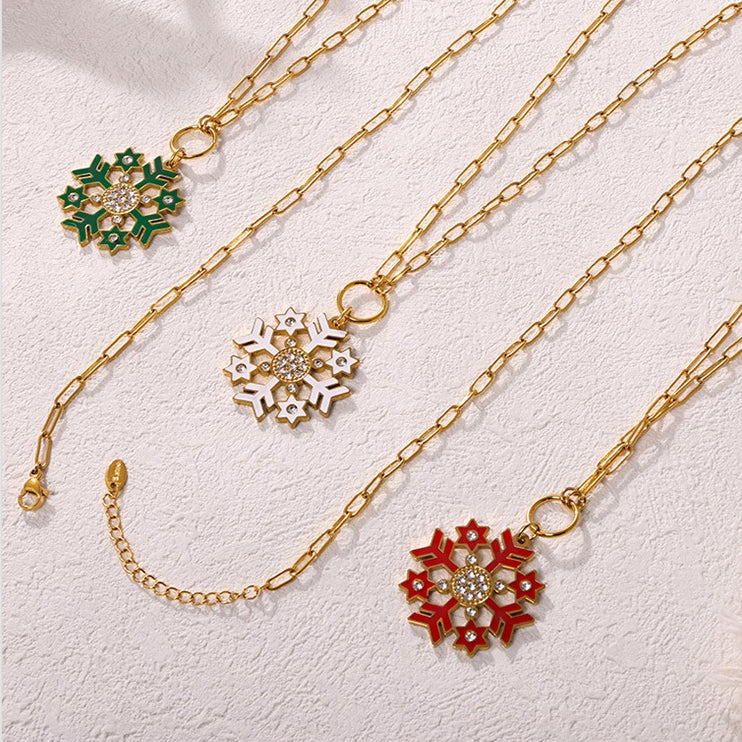 Planderful Zircon Snowflake Pendant Necklace for Women