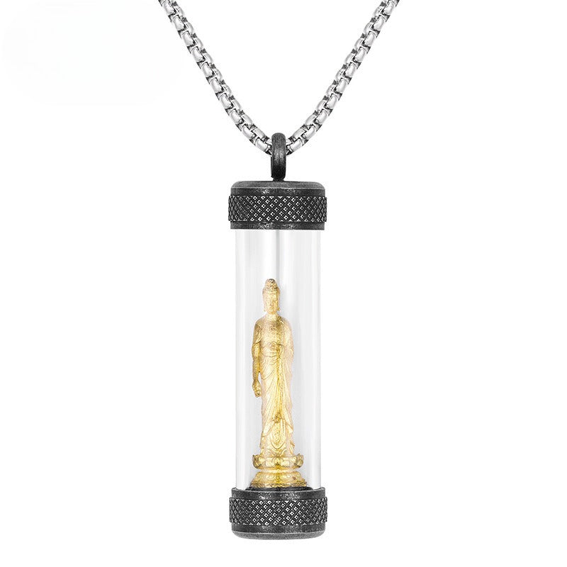 Steel Necklace – Elegant Chinese Mantra Pendant