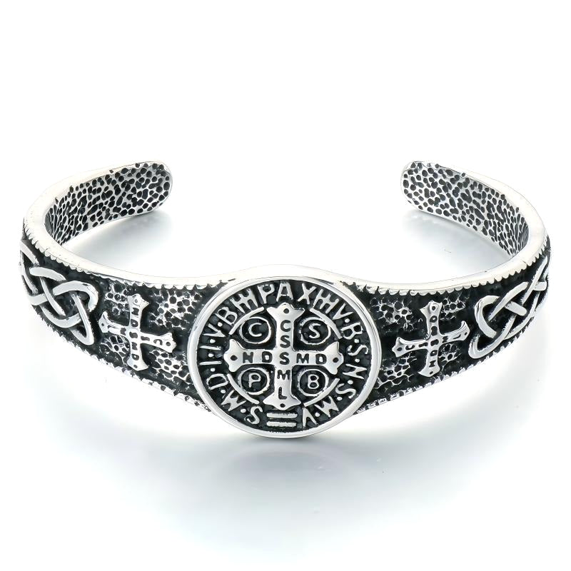 Nordic Viking Luhn Rune Kyle Knot Wide Face Bracelet Sheep Head Warrior Stainless Steel