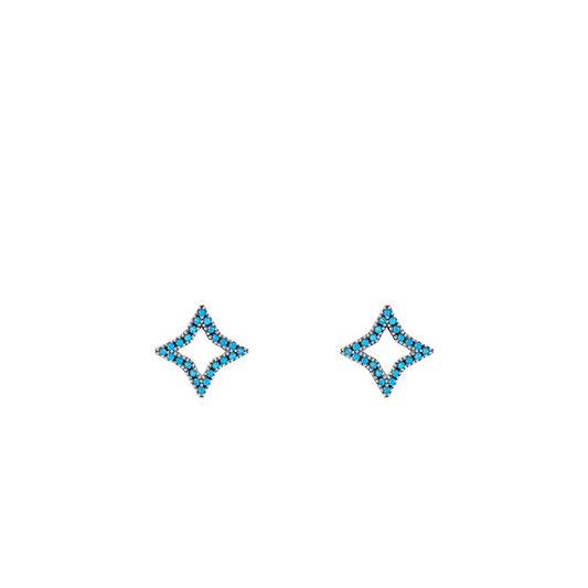Stunning S925 Sterling Silver Turquoise Star Earrings for Fashion-Forward Women
