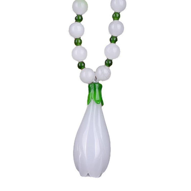 Golden Silk Jade Orchid Necklace