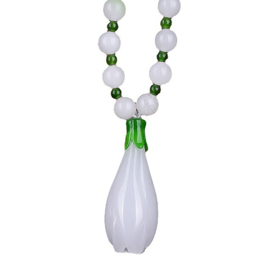 Golden Silk Jade Orchid Necklace