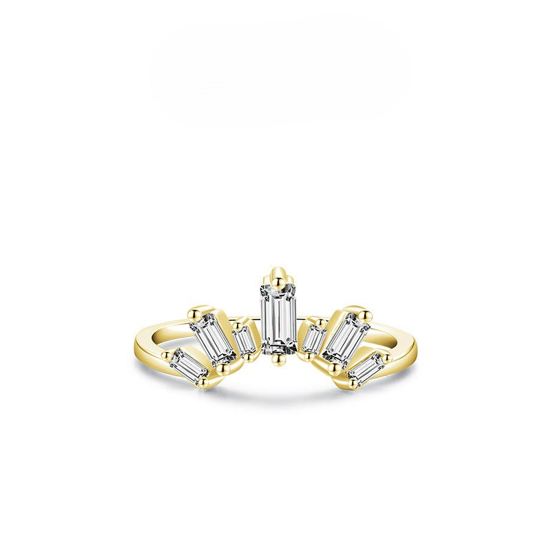 S925 Sterling Silver Crown Zircon Band