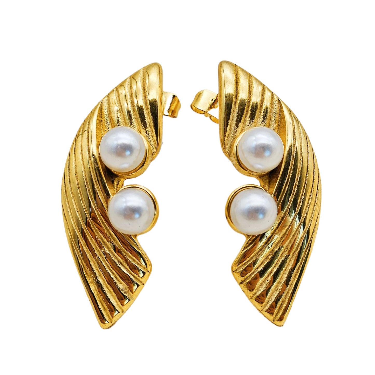 Planderful Everyday Genie Geometric Texture Bead Earrings Titanium Steel Studs For Casual Chic Women