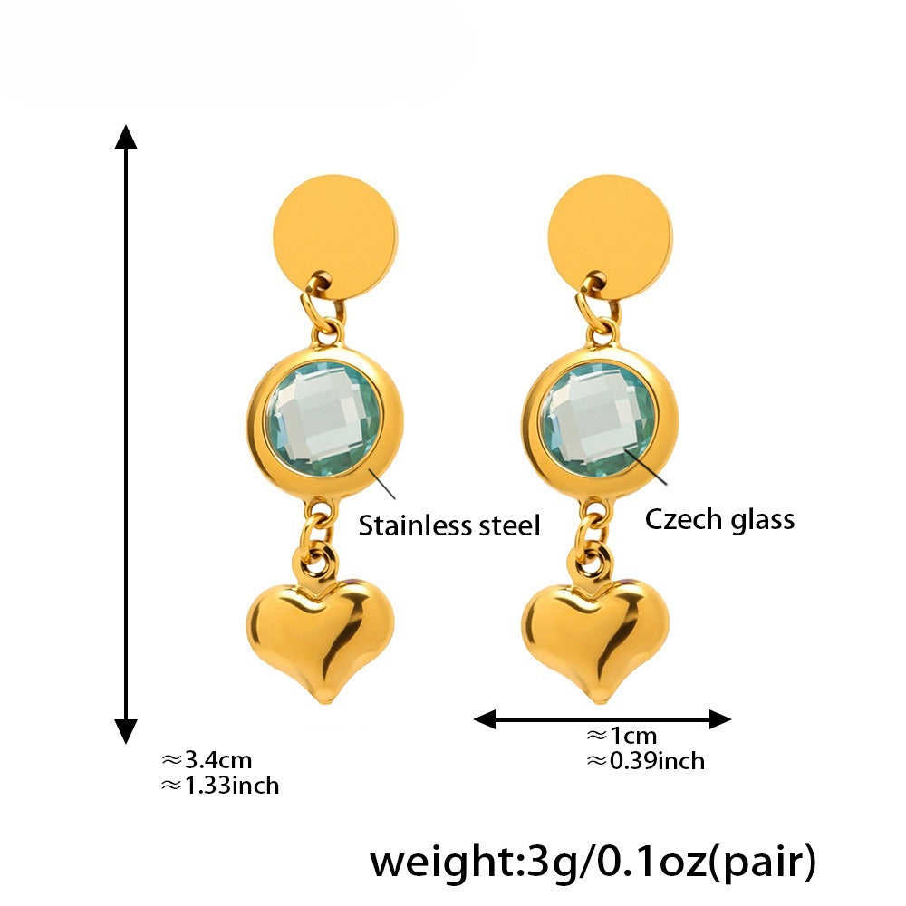 Planderful Czech Glass Love Fringe Earrings 18K Gold Women