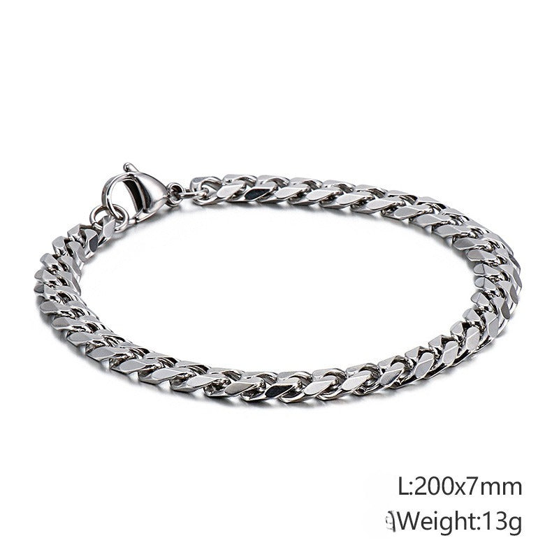 Six-Sided Grinding Stainless Steel Chain – Men's Titanium Steel Tide Bracelet