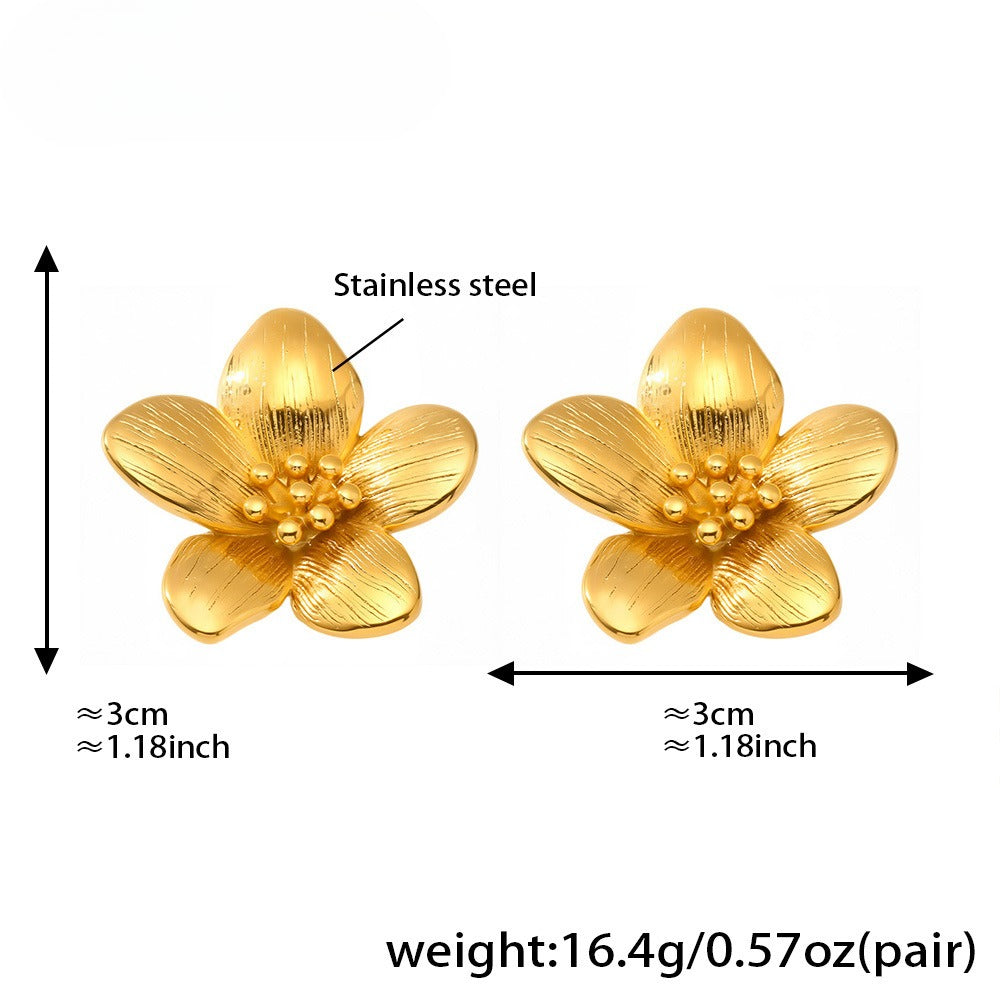 18K Gold Plated Flower Stud Earrings Planderful For Women