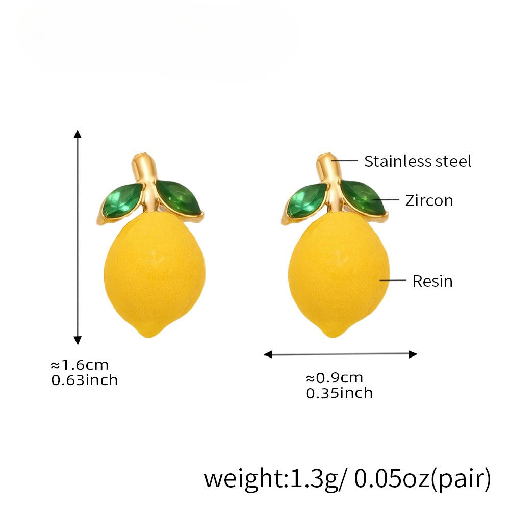 Planderful Lemon Resin Daisy Stud Earrings For Girls