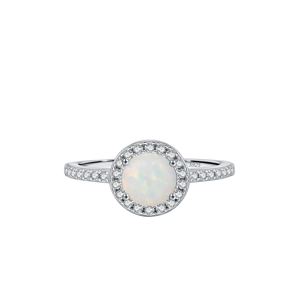 925 Sterling Silver Artificial Opal Ring