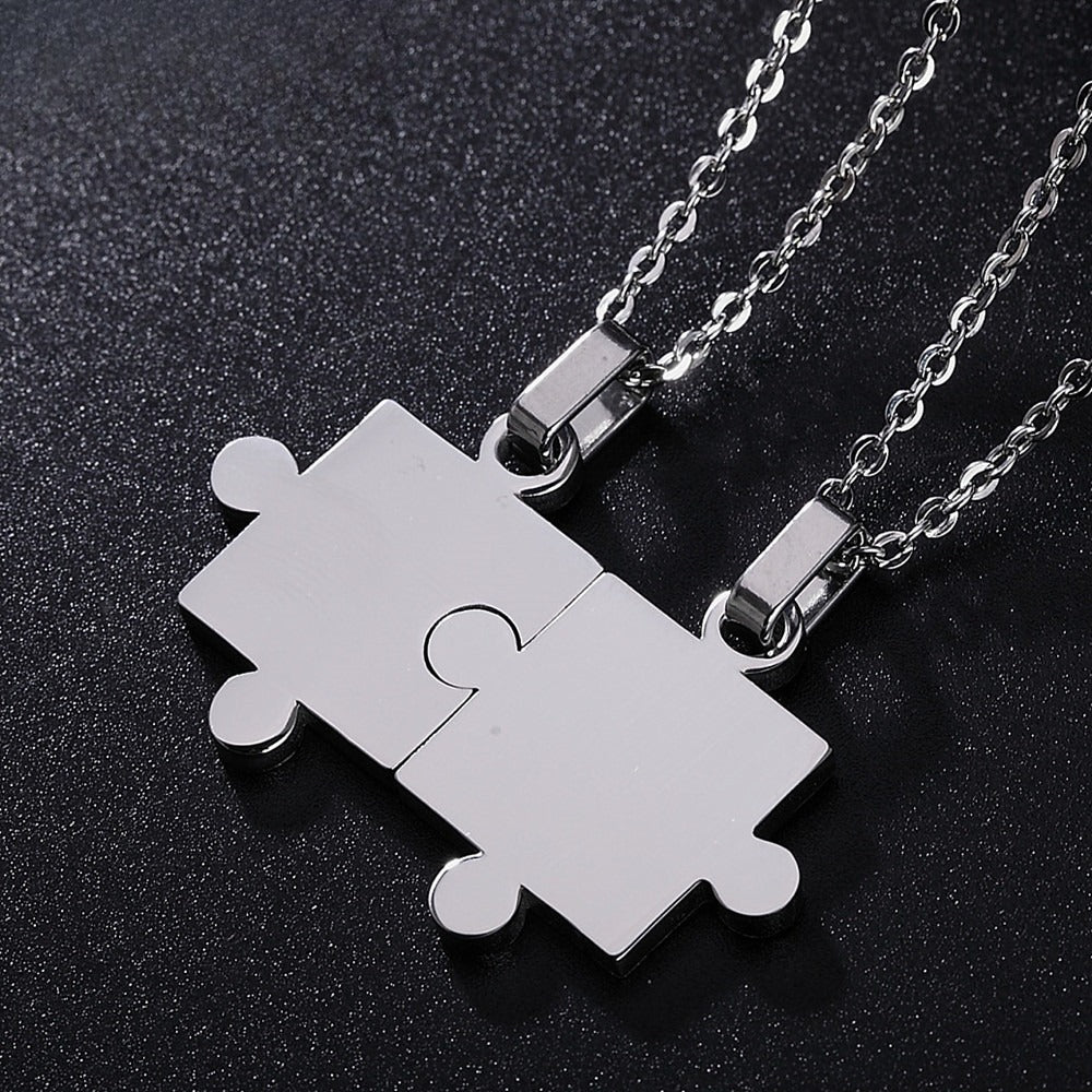 Planderful Titanium Steel Puzzle Couple Necklace Unisex Pendant Protection Statement Gift