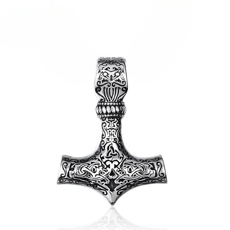 Nordic Vintage Thor's Hammer Pendant in Stainless Steel for Men - Wholesale Viking Jewelry
