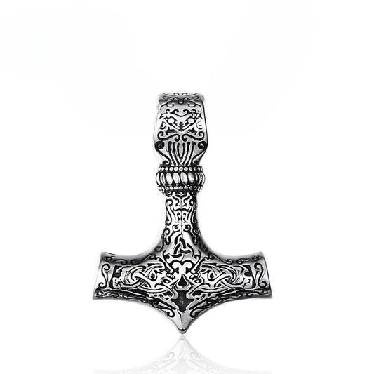 Nordic Vintage Thor's Hammer Pendant in Stainless Steel for Men - Wholesale Viking Jewelry