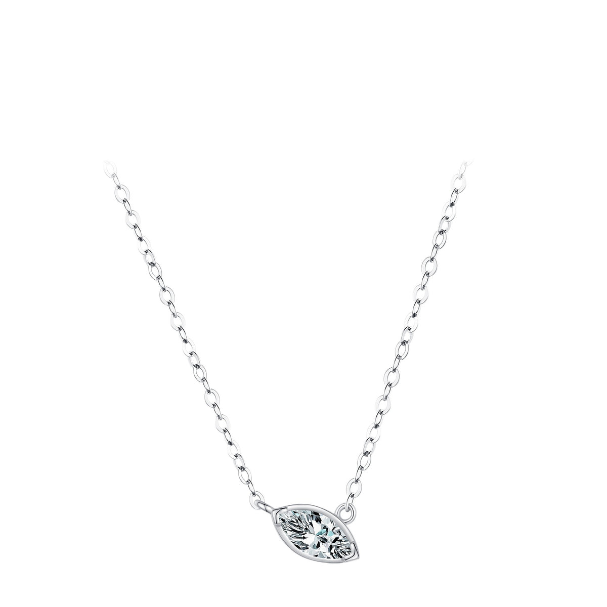 925 Sterling Silver Geometric Square Zircon Necklace