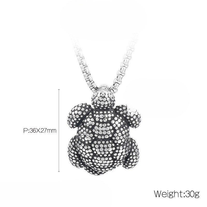 Old Creative Turtle Pendant, Retro Polka Dot Flower Turtle Devil's Eye Titanium Necklace