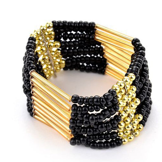 Colorful Boho Rice Beads Stretch Bracelet - Planderful Collection Vienna Verve