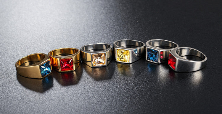 Planderful Zircon Inlaid Titanium Steel Ring Unisex Everyday Genie Durable Protection Statement