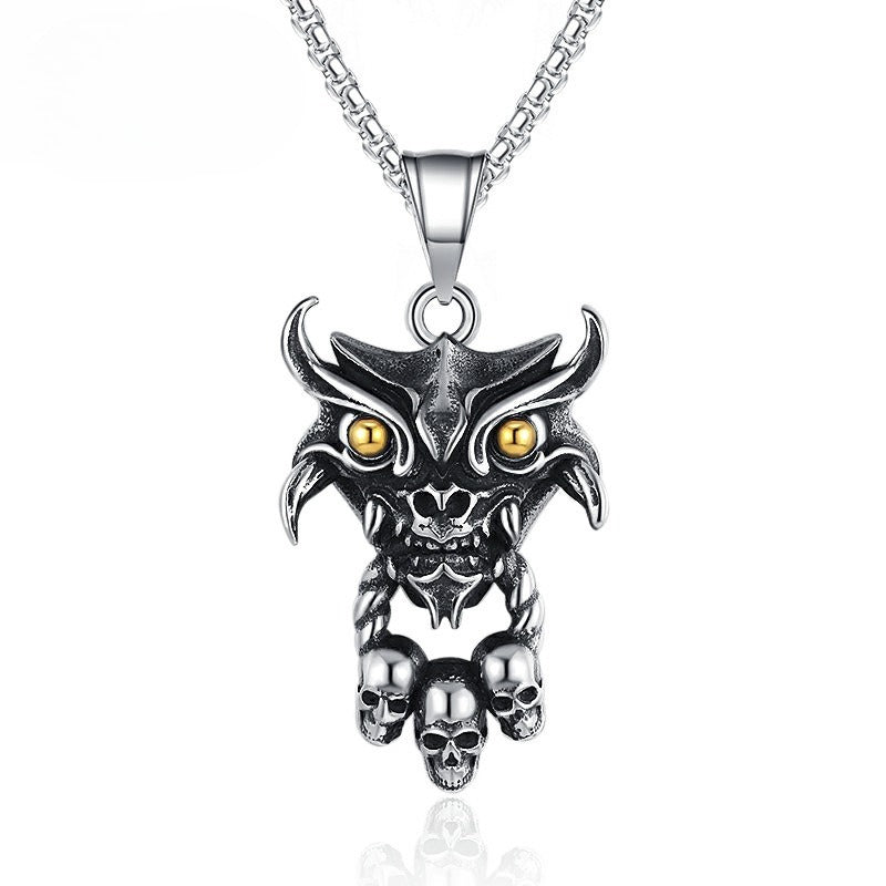 Stainless Steel Necklace – Elegant Ghost Head Sacrifice Inspired Men's Pendant For Everyday Wear Planderful