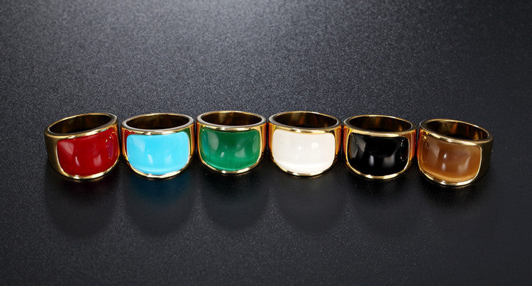 Opal Ring Titanium Steel Multicolor Unisex Protective Statement Jewelry By Planderful For All Styles
