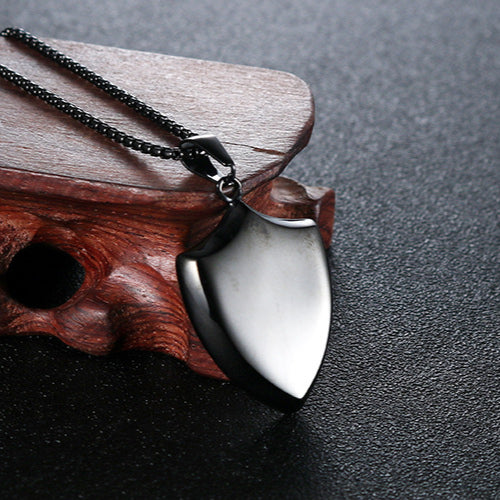 Trendy Titanium Steel Triangular Shield Pendant for Men - Fashionable Necklace for Boys from Europe, America, Japan, and South Korea