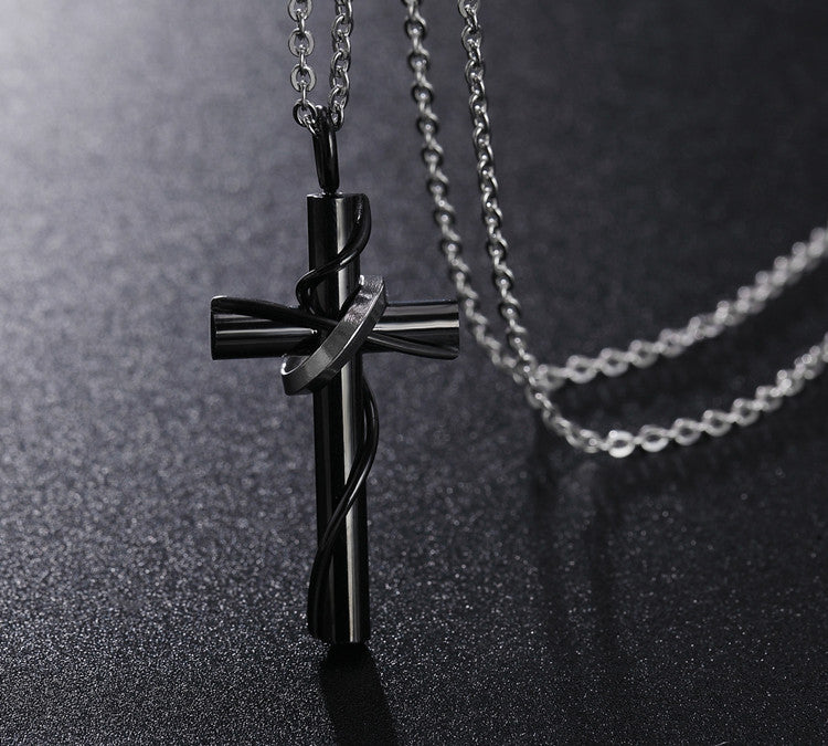 Planderful Unisex Titanium Cross Necklace For Couples Durable Steel Pendant With Protection Statement