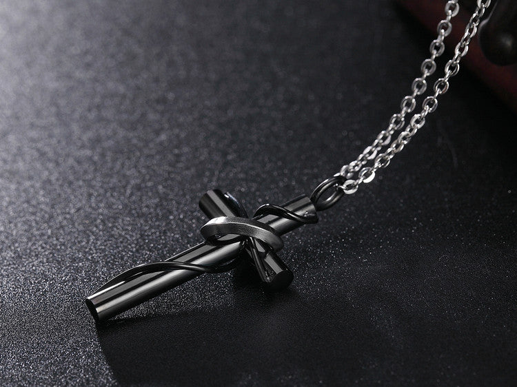 Planderful Unisex Titanium Cross Necklace For Couples Durable Steel Pendant With Protection Statement