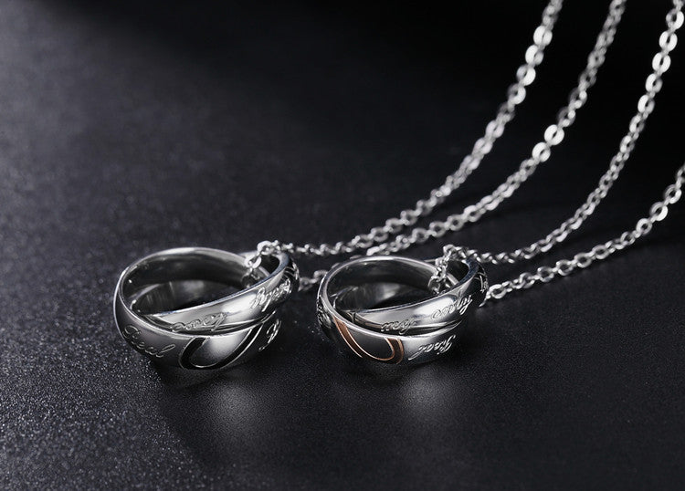 Heart Shaped Couple Necklace Titanium Steel Pendant Unisex Romantic Gift By Planderful For Couples